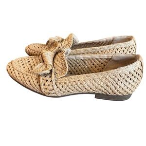 Charles David Finite Women's Beige Raffia Loafers Size 8 Slip-On Flats